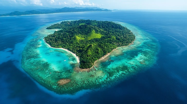 Tropical island from aerial view